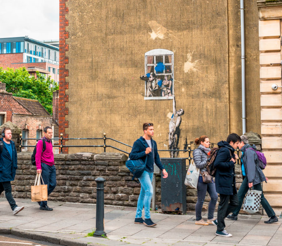 Banksy’s ‘Well Hung Lover’ Mural Will Soon Be Sold with the Building It is Painted on